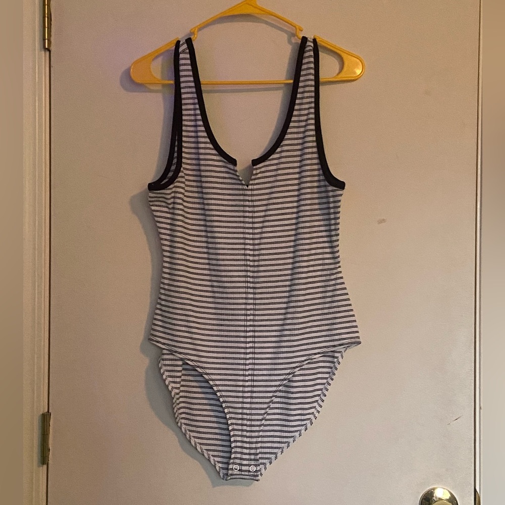 Black and White Striped Bodysuit